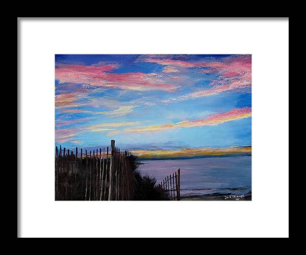  Sunset Framed Print featuring the painting Sunset on Cape Cod Bay by Jack Skinner