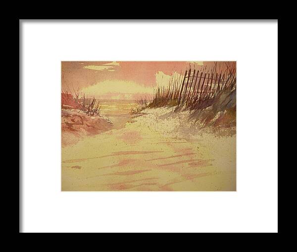 Walt Maes Framed Print featuring the painting Sunset on Florida beach by Walt Maes