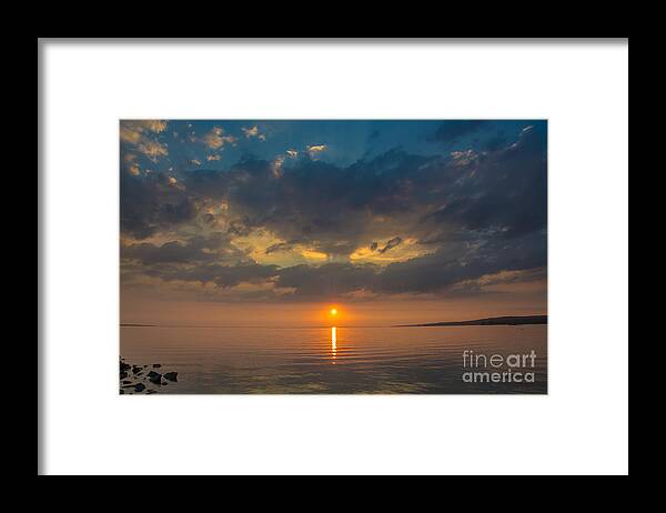 Cheryl Baxter Photography Framed Print featuring the photograph Sunset on Lake Nipissing by Cheryl Baxter