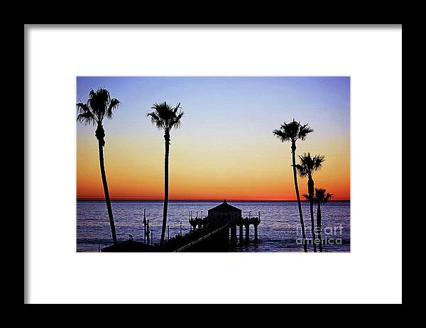 Sunset Framed Print featuring the photograph Sunset On Manhattan Beach Pier by Sharon McConnell