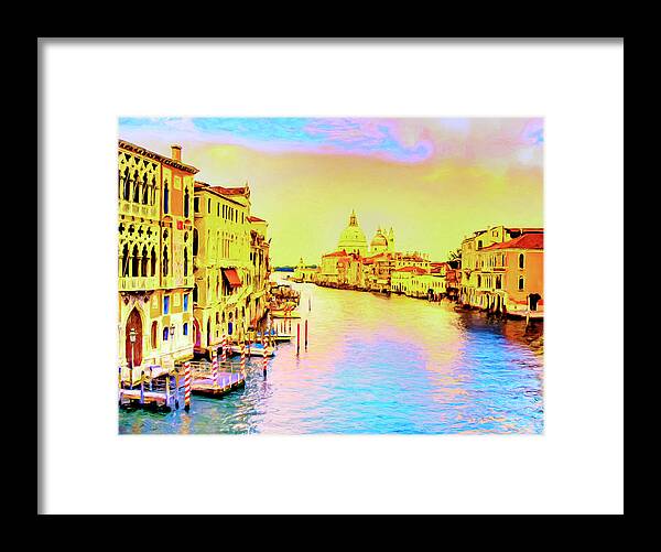 Canals Framed Print featuring the painting Sunset on the Grand Canal by Dominic Piperata