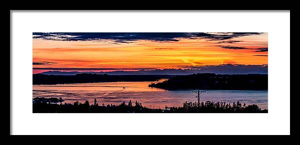 Sunset Framed Print featuring the photograph Sunset over Hail Passage on the Puget Sound by Rob Green
