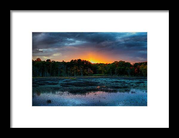 Sunset Framed Print featuring the photograph Sunset over Ipswich River by Lilia D