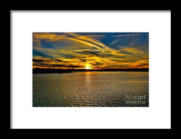 Diana Framed Print featuring the photograph Sunset over Lake Palestine by Diana Mary Sharpton