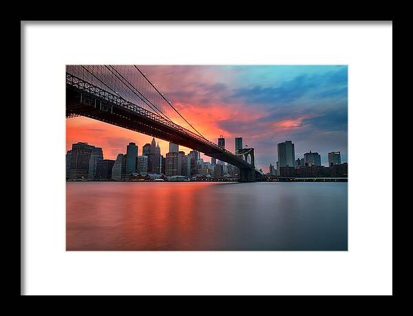 Sunset Framed Print featuring the photograph Sunset over Manhattan by Larry Marshall