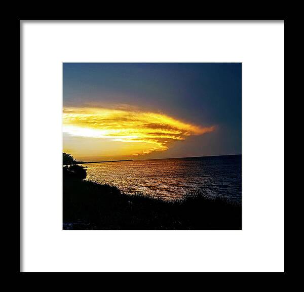 Sunset Framed Print featuring the digital art Sunset Over Mobile Bay by Rachel Hannah