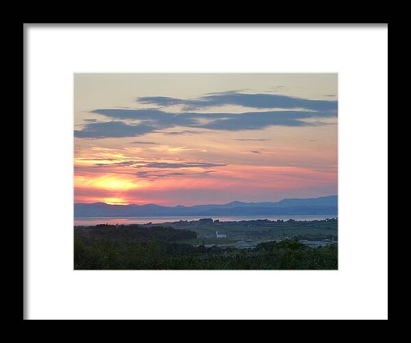 Morecambe Framed Print featuring the photograph Sunset over Morecambe Bay and the Lakeland Fells by Nigel Radcliffe
