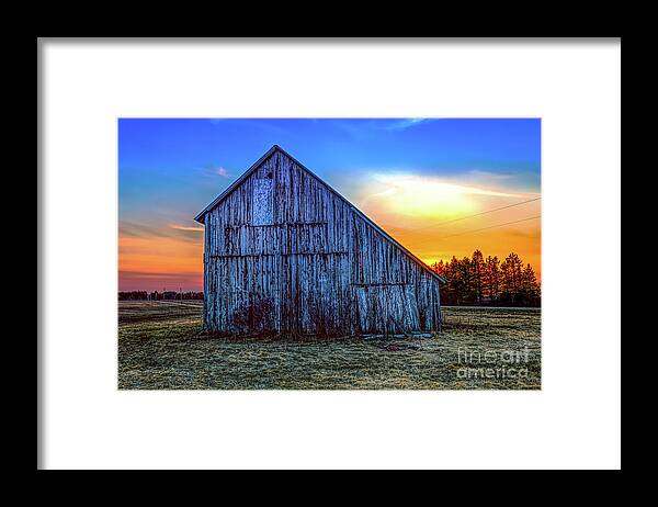 Sunset Framed Print featuring the photograph Sunset Over Old Barn Rudyard Michigan -9120 by Norris Seward