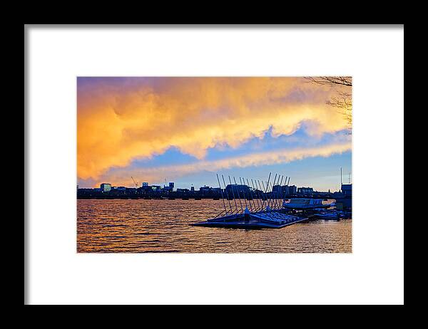 Charles Framed Print featuring the photograph Sunset Over The Charles River Boston MA by Toby McGuire