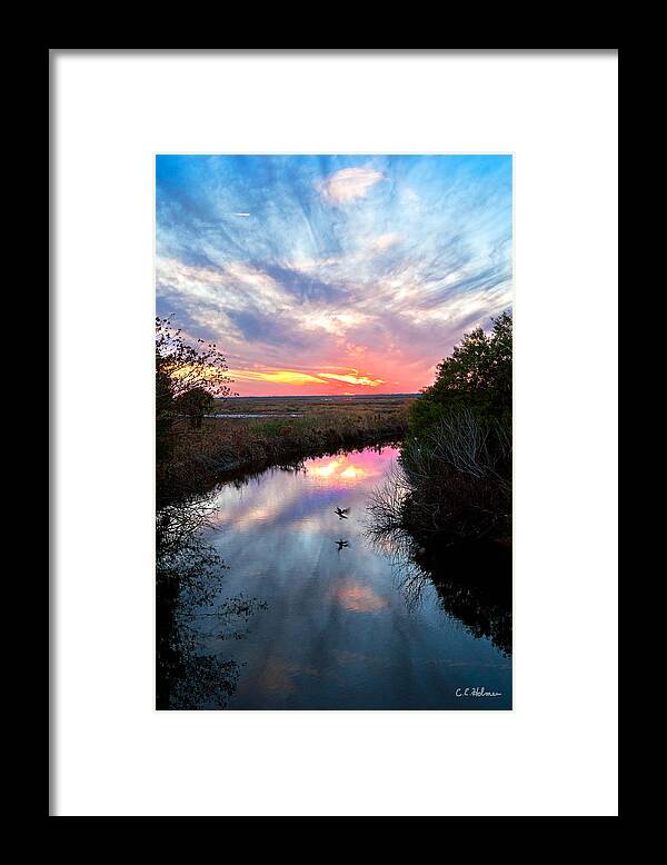Nature Framed Print featuring the photograph Sunset Over The Marsh by Christopher Holmes