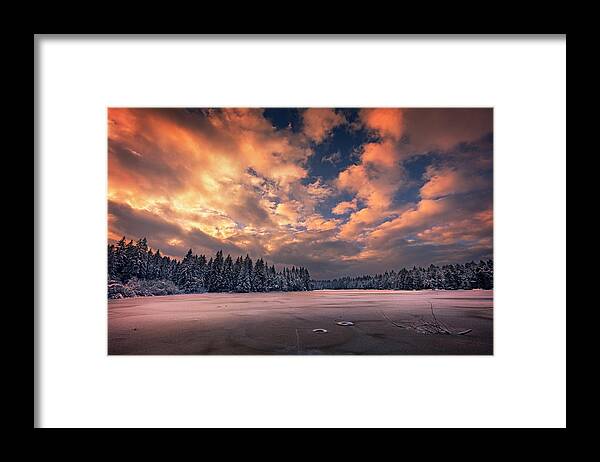 Pound Framed Print featuring the photograph Sunset over the pound by Dominique Dubied
