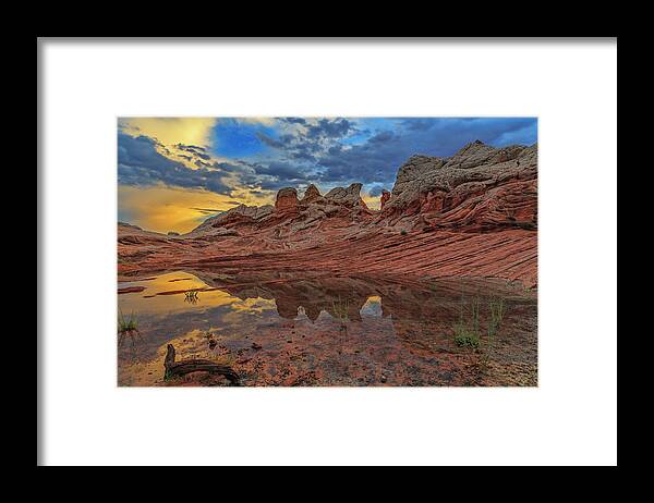 White Pocket Framed Print featuring the photograph Sunset Reflections by Ralf Rohner