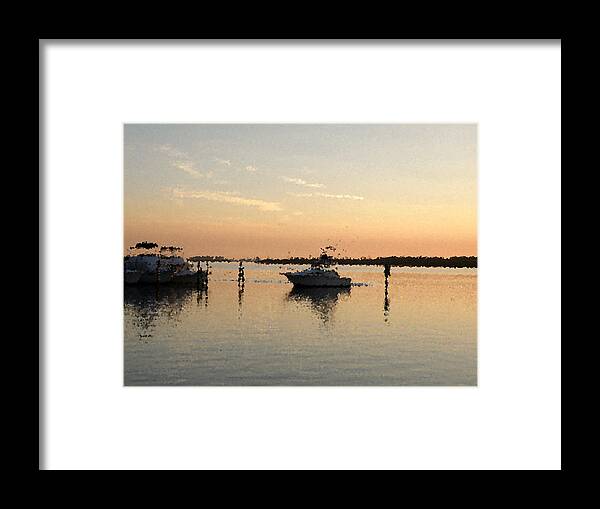 Sunset Framed Print featuring the digital art Sunset Reflections by Rose Hill