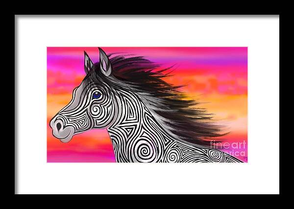 Horse Framed Print featuring the painting Sunset Ride Tribal Horse by Nick Gustafson