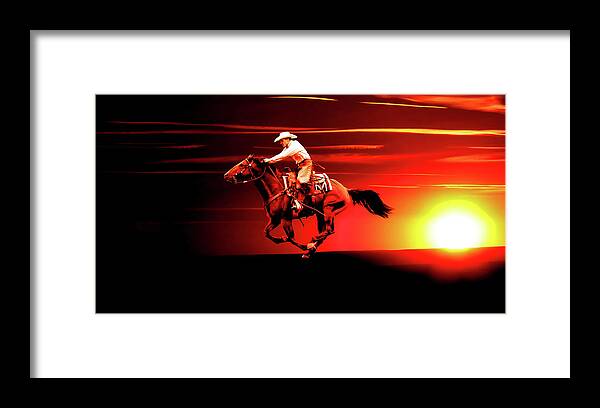 Cowboy Framed Print featuring the photograph Sunset Rider by Steve McKinzie
