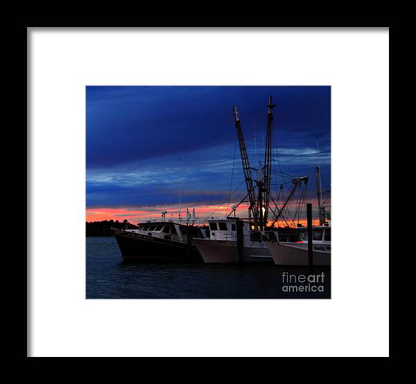 Sunset Framed Print featuring the photograph Sunset river marina by Julianne Felton