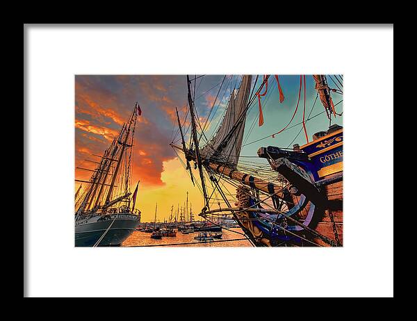 Ships Framed Print featuring the photograph Sunset Sail by Nadia Sanowar