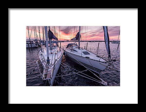 Beauty Framed Print featuring the photograph Sunset Sailboats by Marcus Karlsson Sall