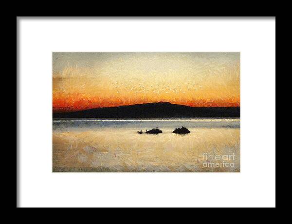 Art Framed Print featuring the painting Sunset Seascape by Dimitar Hristov
