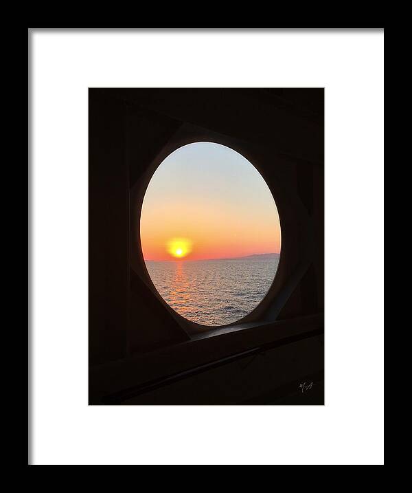 Sunset Through A Porthole Framed Print featuring the photograph Sunset through a Porthole by Mark Taylor