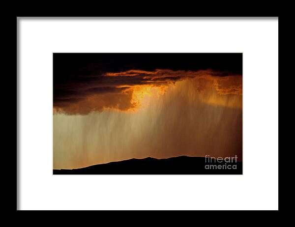 Thunderstorms Framed Print featuring the photograph Sunset Thunderstorm by John Langdon