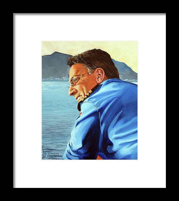 Capt Doug Faure Framed Print featuring the painting Sunset by Tim Johnson