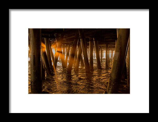 Architecture Framed Print featuring the photograph Sunset Under The Pier by Garry Loss
