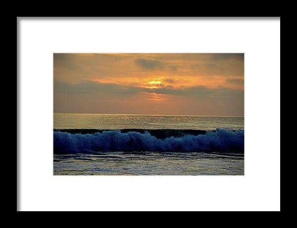 Waves Framed Print featuring the photograph Sunset Waves by Kathleen Maconachy