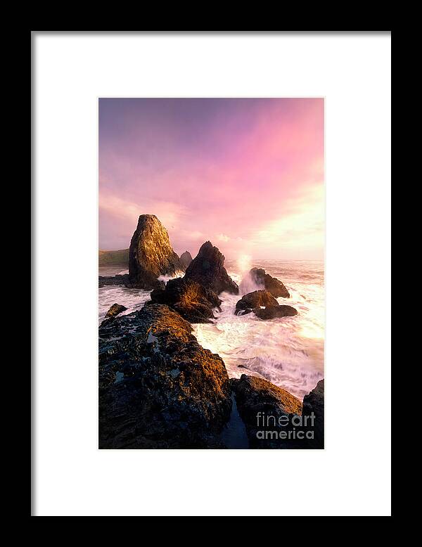 Oregon Framed Print featuring the photograph Sunsets and Sea Stacks 9 by Timothy Hacker