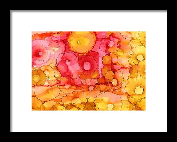 Alcohol Ink Framed Print featuring the painting Sunshine and Roses by Lyn Hayes