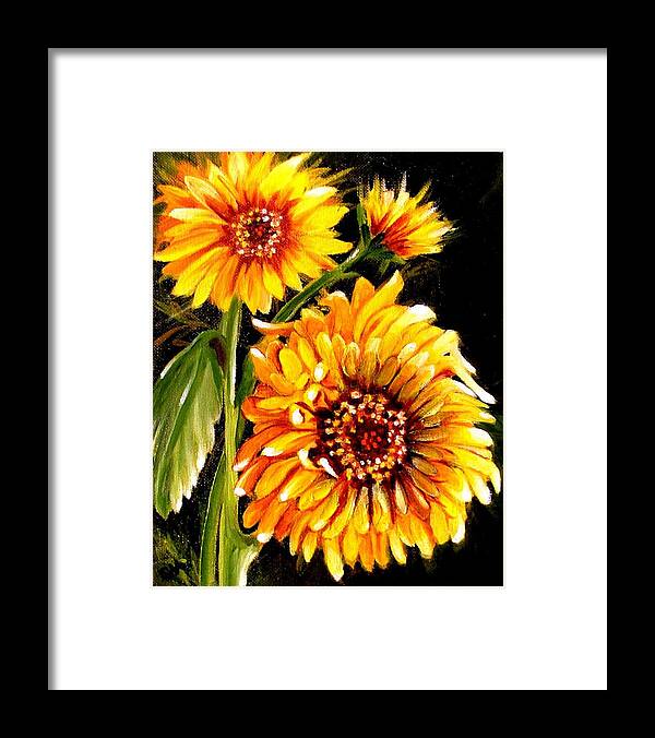 Sunflowers Framed Print featuring the painting Sunshine by Carol Allen Anfinsen