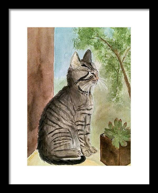 Cat Framed Print featuring the painting Shelly My Sunshine by M Carlen