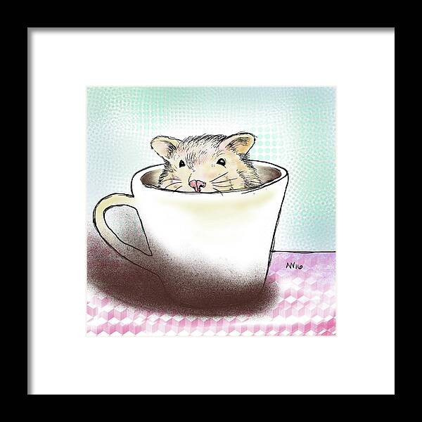 Hamster Framed Print featuring the digital art Super Cute Hamster by AnneMarie Welsh