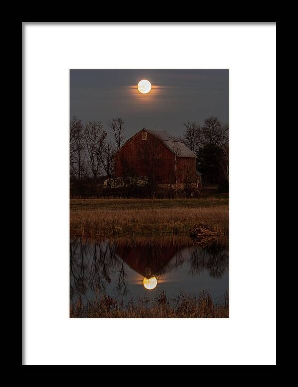 Moon Framed Print featuring the photograph Super Moon and Barn Series #3 by Patti Deters
