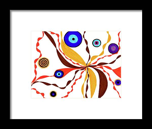 Abstract Framed Print featuring the drawing Superficial by Lara Morrison