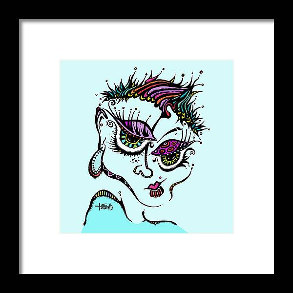 Color Added To Black And White Drawing Of Woman Framed Print featuring the digital art Superfly by Tanielle Childers