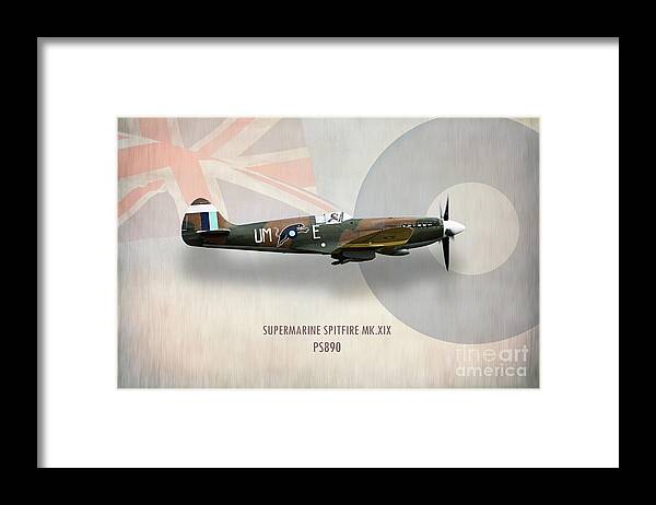 Spitfire Framed Print featuring the digital art Supermarine Spitfire Mk XIX PS890 by Airpower Art