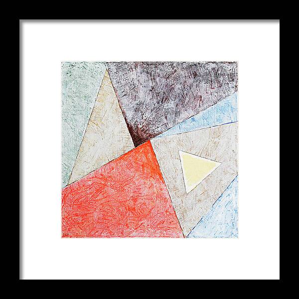 Geometric Abstract Framed Print featuring the painting Suprematist Composition No 4 With A Triangle by Ben and Raisa Gertsberg