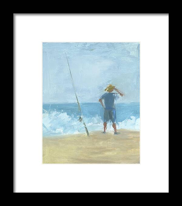Surf Fishing Framed Print featuring the painting Surf Fishing by Chris N Rohrbach