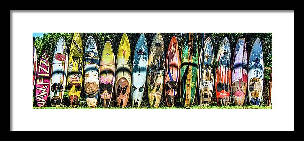 Hawaii Islands Framed Print featuring the photograph Surfboard Fence Maui Hawaii by Peter Dang