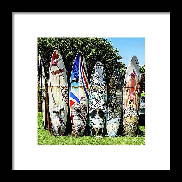 Hawaii Islands Framed Print featuring the photograph Surfboard Hana Maui Hawaii by Peter Dang