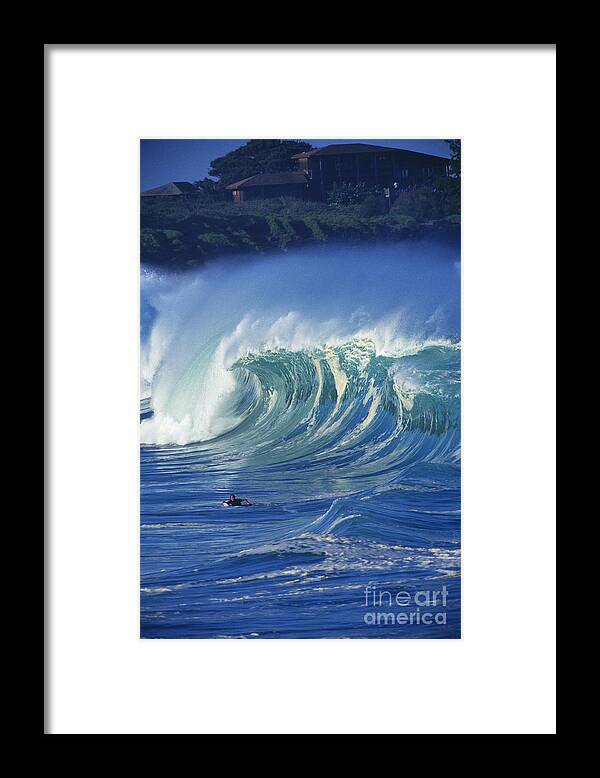 Beautiful Framed Print featuring the photograph Surfer And Wave by Vince Cavataio - Printscapes