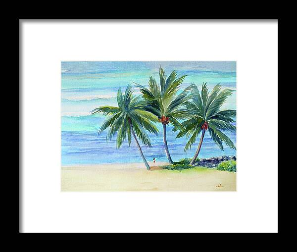 Oahu Framed Print featuring the painting Surfer at Waikiki by Janet Zeh