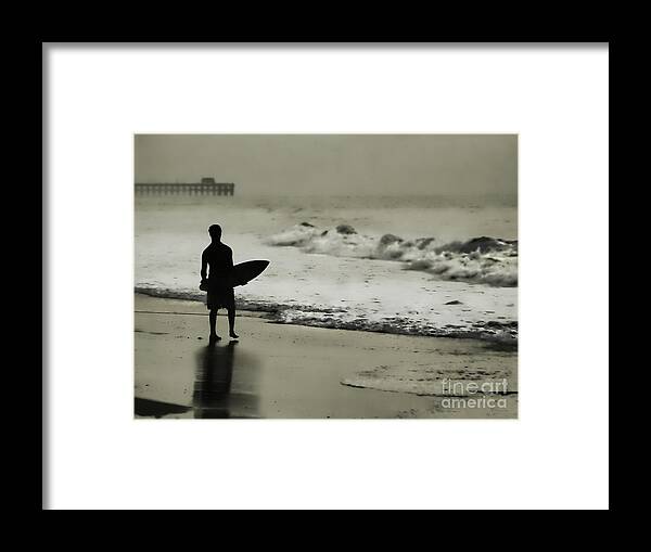 Surf Framed Print featuring the photograph Surfer Silhouette by Jeff Breiman