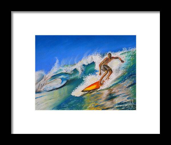Surf Framed Print featuring the pastel Surf's Up by Jerome Wilson