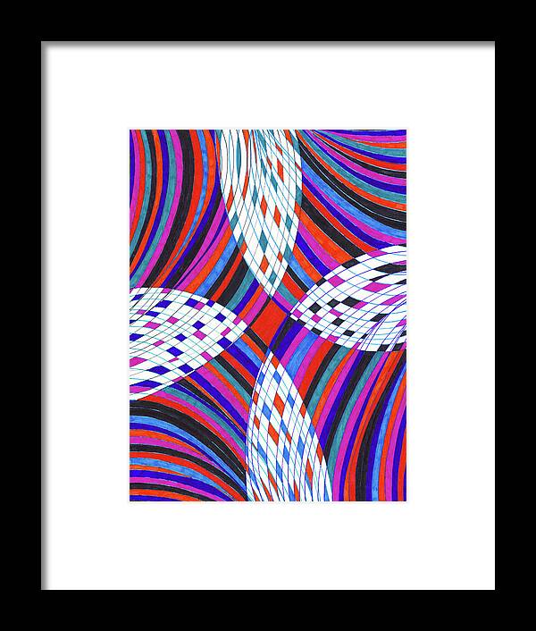 Abstract Framed Print featuring the drawing Surprise by Lara Morrison
