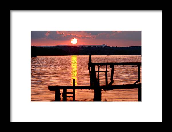 Sml Sunsets Framed Print featuring the photograph Surreal Smith Mountain Lake Dockside Sunset 2 by The James Roney Collection