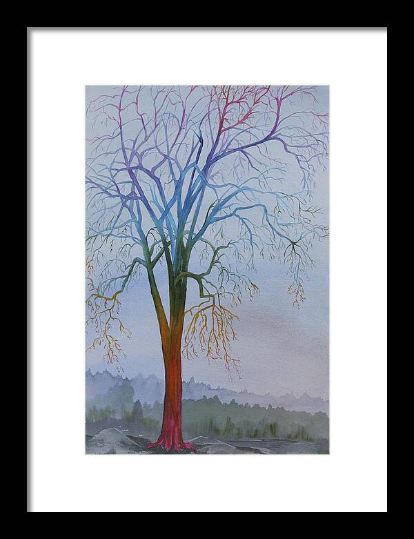 Rainbow Framed Print featuring the painting Surreal Tree No. 3 by Debbie Homewood