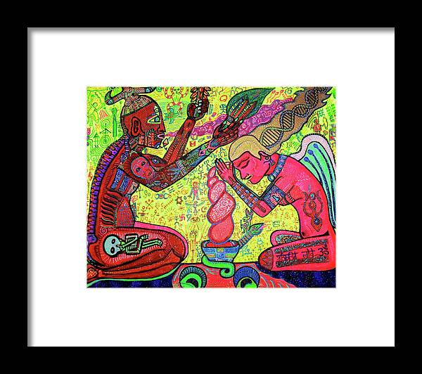 Visionary Art Framed Print featuring the painting Surrender to Ayahuasca Love by Myztico Campo