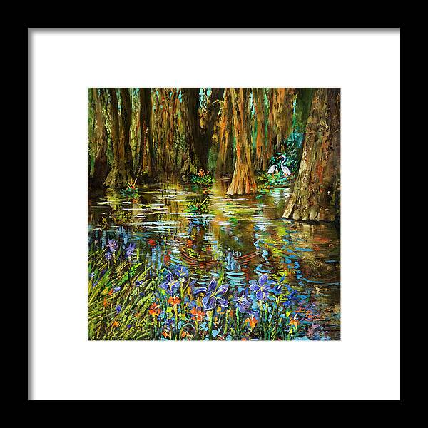 Louisiana Wildflower Iris Framed Print featuring the painting Swamp Iris by Dianne Parks